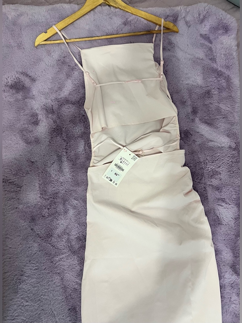 Zara pink Spaghetti Strap Ruffle Midi Dress